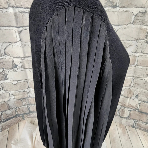 Adrianna  Papell Sheer Pleated Bishop Sleeve Cardigan Black Size Large - Picture 6 of 14